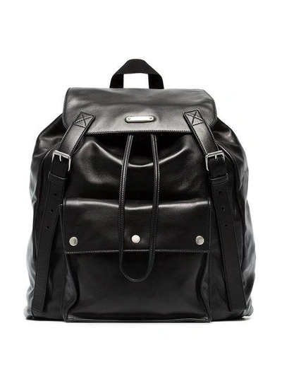 Shop Saint Laurent Black Buckle Backpack In 1000 -nero/nero/nero/nero