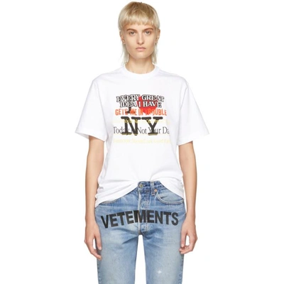 Shop Vetements White New York Tourist T-shirt In White/ny