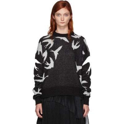 Shop Mcq By Alexander Mcqueen Mcq Alexander Mcqueen Black And White Swallow Swarm Crewneck In 1115 Blk/wh