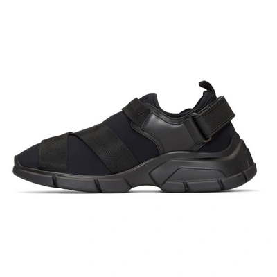 Shop Prada Black Buckled Neoprene Sneakers In F0002 Black