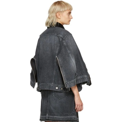 Shop Sacai Black Denim Zip Jacket In 002 Blk/blk