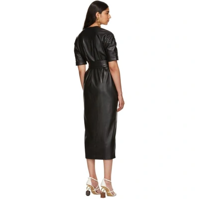 Shop Nanushka Black Vegan Leather Penelope Wrap Dress