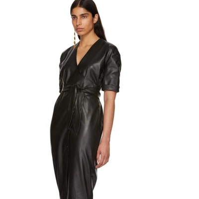Shop Nanushka Black Vegan Leather Penelope Wrap Dress