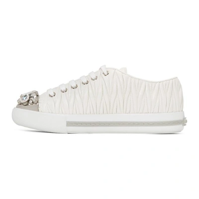 Shop Miu Miu White Nappa Leather Maltesse Sneaker In F0009 Bianc