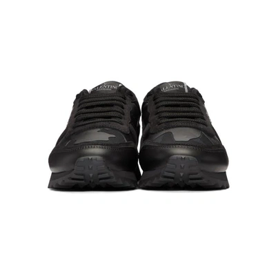 Shop Valentino Black  Garavani Stud Runner Sneakers