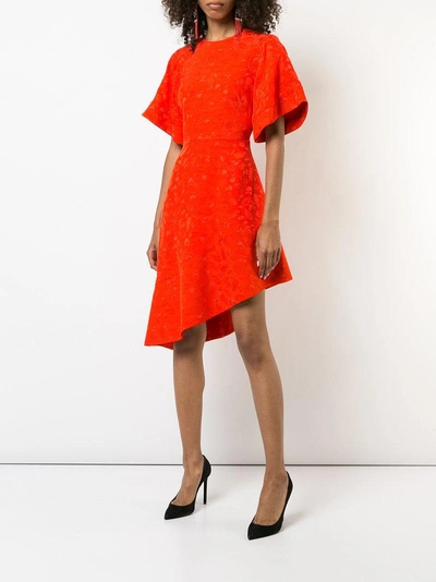 Shop Brandon Maxwell Asymmetric Flared Dress In Red