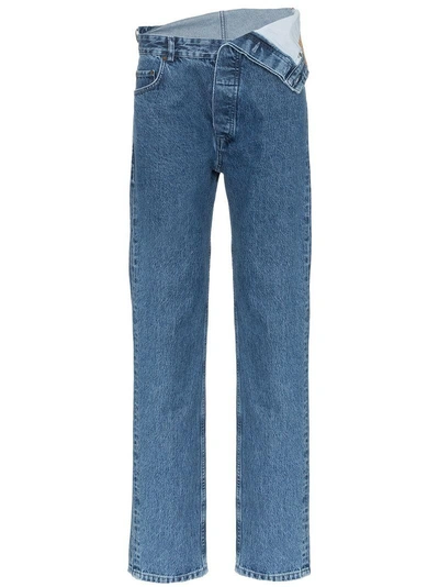 Shop Y/project Y / Project Fold Over Waist Jeans - Blue