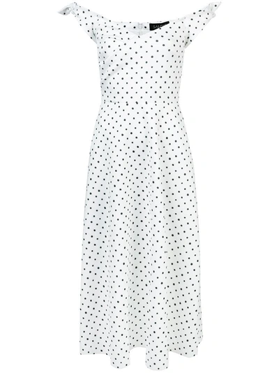 Shop Saloni Polka-dot Ruffle Dress - White