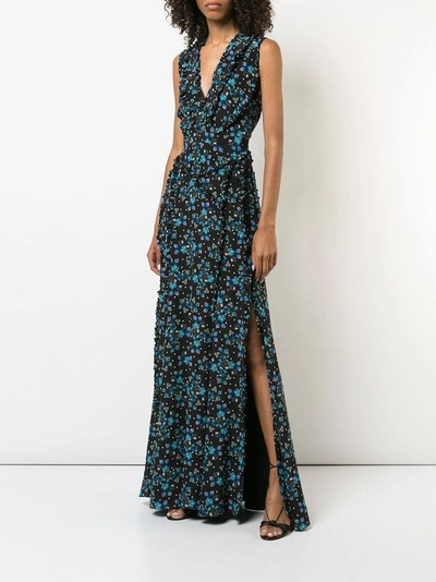 ALTUZARRA FLORAL FLARED MAXI DRESS - 黑色