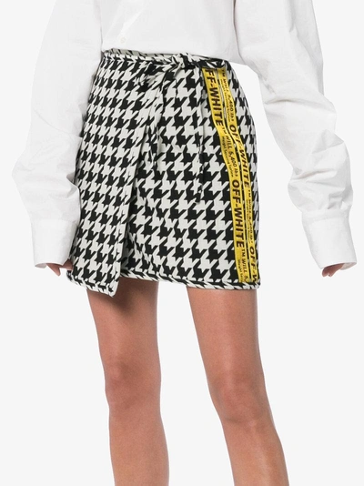 Shop Off-white High Waisted Virgin Wool Blend Houndstooth Mini Skirt - Black