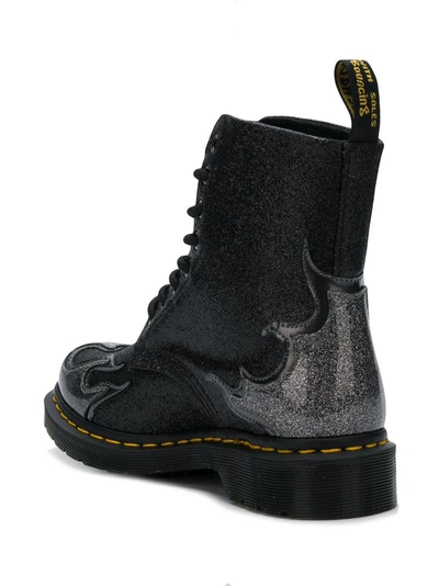 Shop Dr. Martens' Dr. Martens Flame-detail Glittered Boots - Black