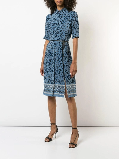 Shop Altuzarra Leopard Print Shirt Dress In Blue