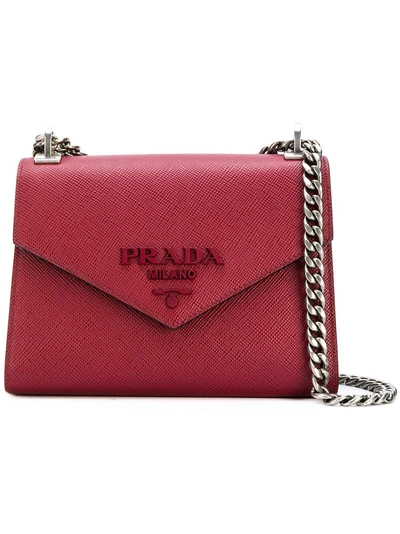 Shop Prada Monochrome Cross Body Bag - Red
