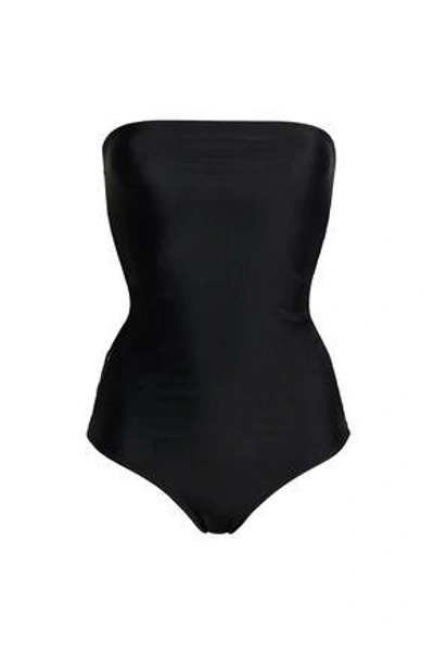 Shop Mikoh Woman Strapless Strap-detailed Swimsuit Black