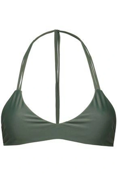Shop Mikoh Woman Stretch-knit Bikini Top Army Green
