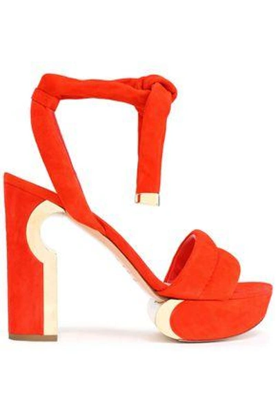 Shop Nicholas Kirkwood Woman Ziggy Suede Platform Sandals Tomato Red