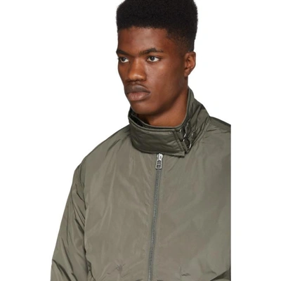 Shop Helmut Lang Grey Panel Neck Bomber Jacket