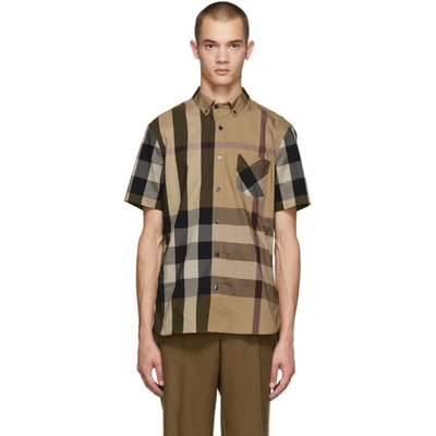 Shop Burberry Beige Check Thornaby Shirt In Camel