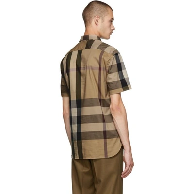 Shop Burberry Beige Check Thornaby Shirt In Camel