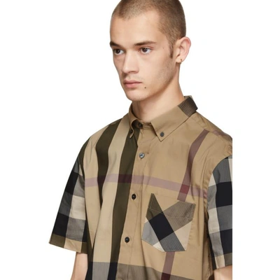 Shop Burberry Beige Check Thornaby Shirt In Camel