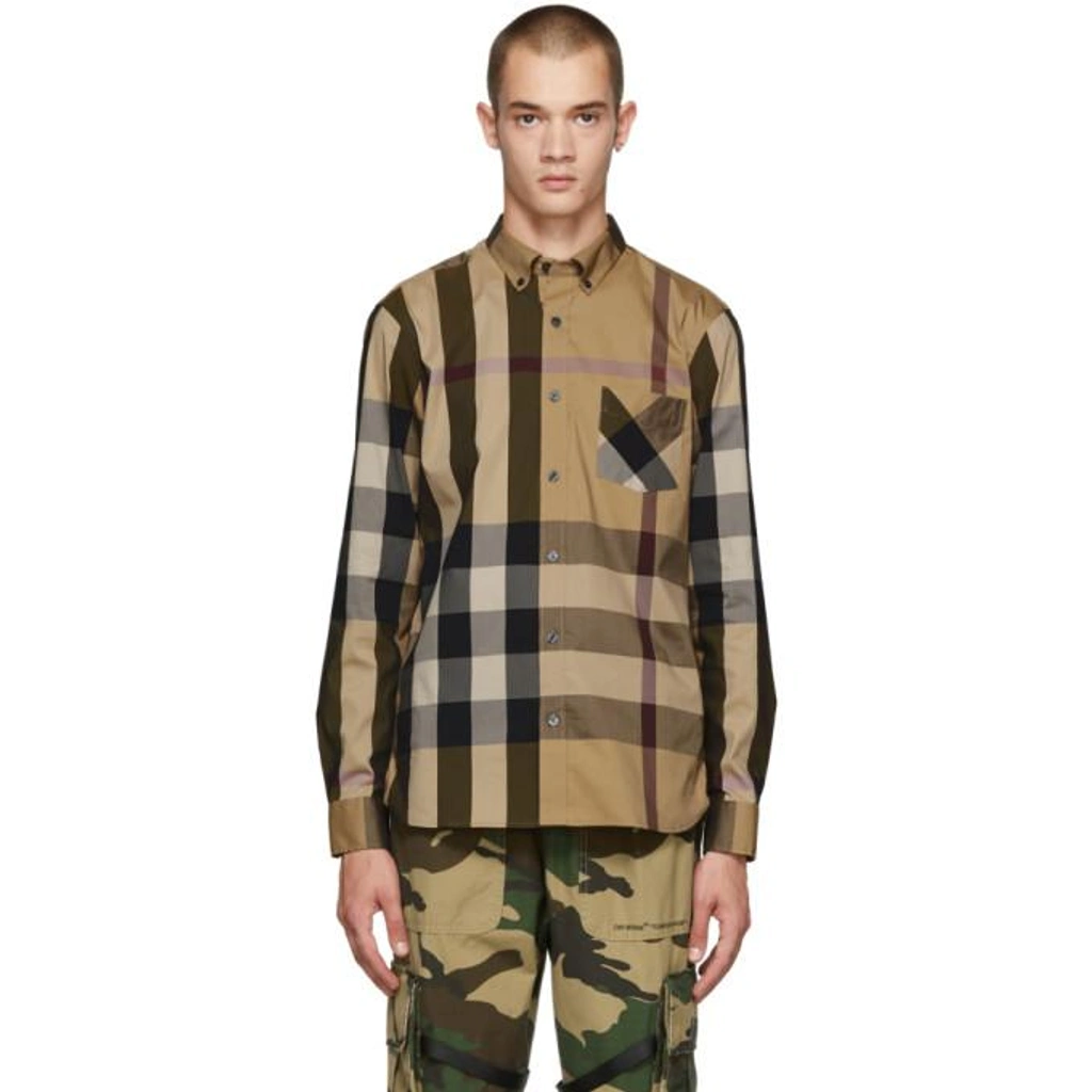 Burberry Thornaby Trim Fit Check Sport Shirt In Camel ModeSens