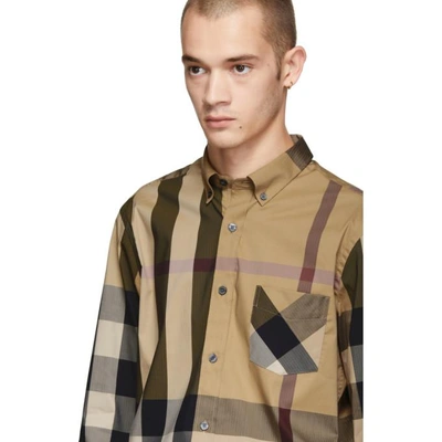 Shop Burberry Beige Check Thornaby Shirt