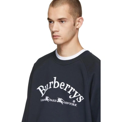 Shop Burberry Navy Battarni Logo Sweatshirt