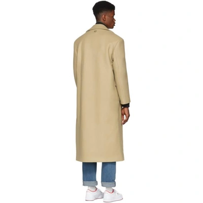 Shop Wooyoungmi Tan Long Double-breasted Coat In 926c Camel