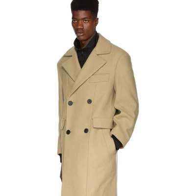 Shop Wooyoungmi Tan Long Double-breasted Coat In 926c Camel