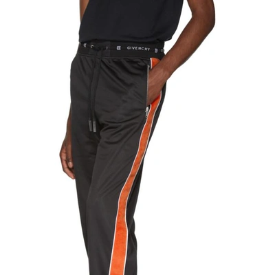 Shop Givenchy Black Velvet Stripe Lounge Pants In 017 Blk/org