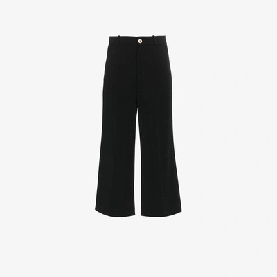 Shop Gucci Viscose Culotte Pant With Web In Black