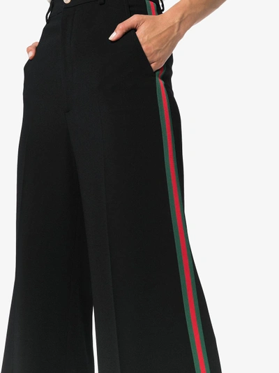 Shop Gucci Viscose Culotte Pant With Web In Black