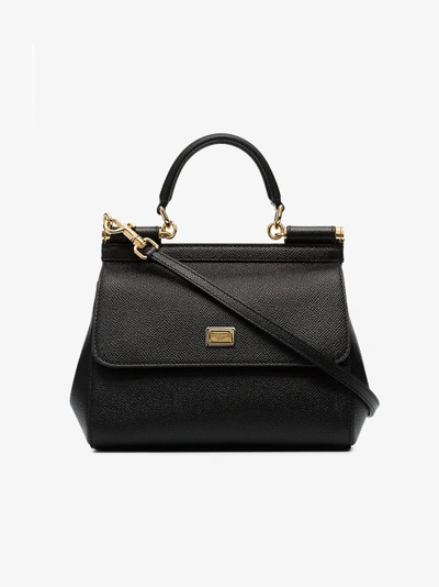 Shop Dolce & Gabbana Black Sicily Small Leather Bag