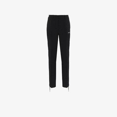 Shop Off-white Pleated Front Logo Detail Trousers In Black