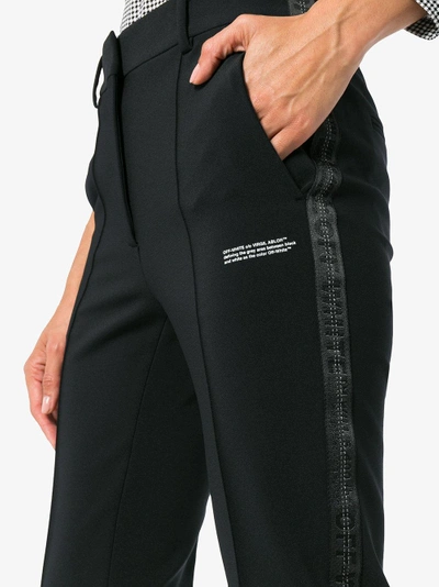 Shop Off-white Pleated Front Logo Detail Trousers In Black