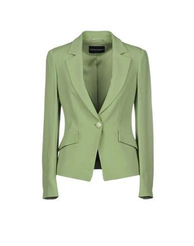 Shop Emporio Armani Woman Suit Jacket Light Green Size 4 Viscose