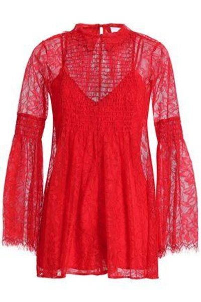 Shop Alice Mccall Woman Hands To Myself Shirred Lace Playsuit Red