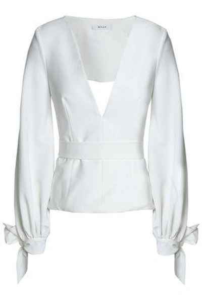 Shop Milly Woman Abby Open-back Belted Crepe Top Off-white