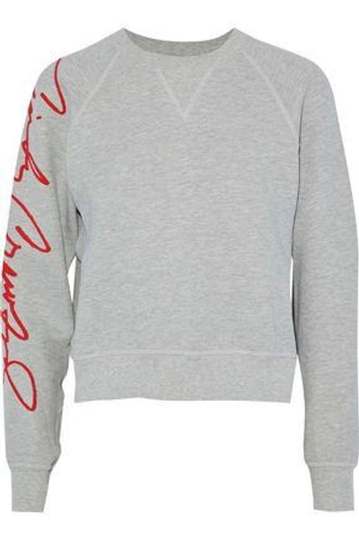 Shop Re/done Woman +cindy Crawford Cindy Printed French Cotton-terry Sweatshirt Light Gray