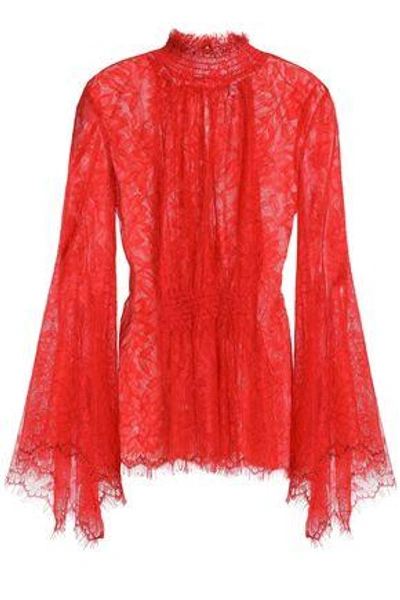 Shop Alice Mccall Woman Love Myself Shirred Lace Blouse Red