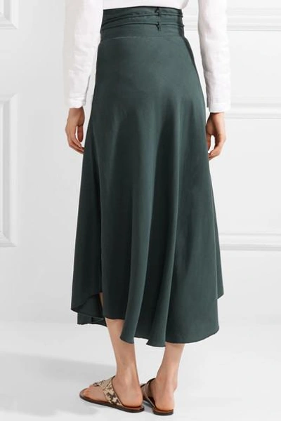 Shop Apiece Apart Rosehip Tencel And Linen-blend Wrap Skirt In Green