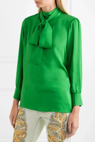 Shop Gucci Pussy-bow Silk-georgette Blouse