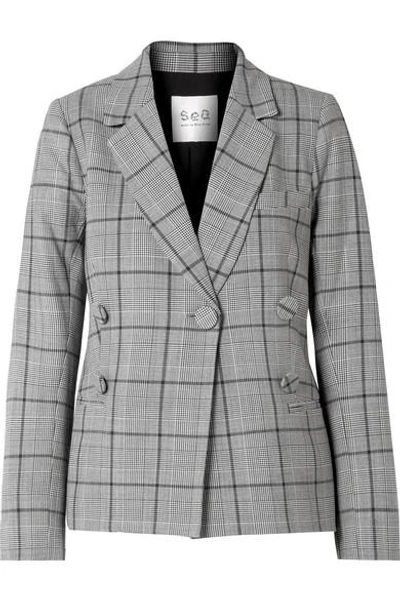 Shop Sea Bacall Checked Woven Blazer In Gray