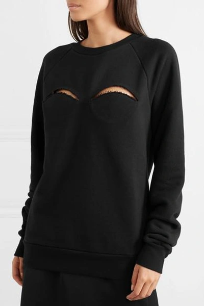 Shop Maison Margiela Cutout Cotton-blend Jersey Sweatshirt In Black
