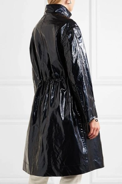 Shop Isabel Marant Ensel Coated Cotton-blend Raincoat In Midnight Blue