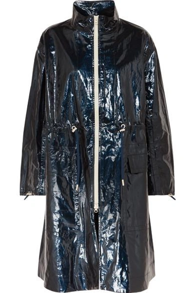 Shop Isabel Marant Ensel Coated Cotton-blend Raincoat In Midnight Blue