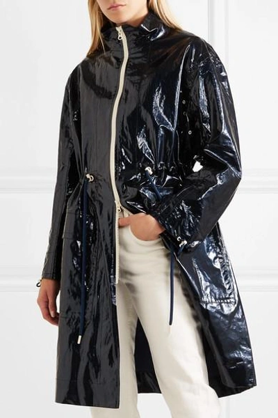 Shop Isabel Marant Ensel Coated Cotton-blend Raincoat In Midnight Blue