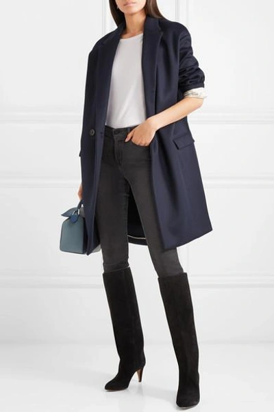 Shop Isabel Marant Filipo Oversized Wool-blend Coat In Midnight Blue