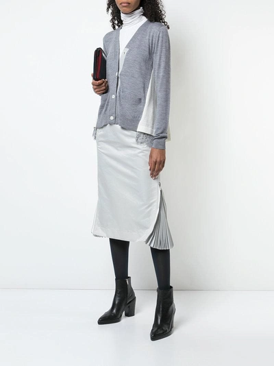 Shop Sacai Pleat Detail Mid-length Skirt In Grey