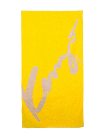 Shop Kenzo Signature Beach Towel - Yellow